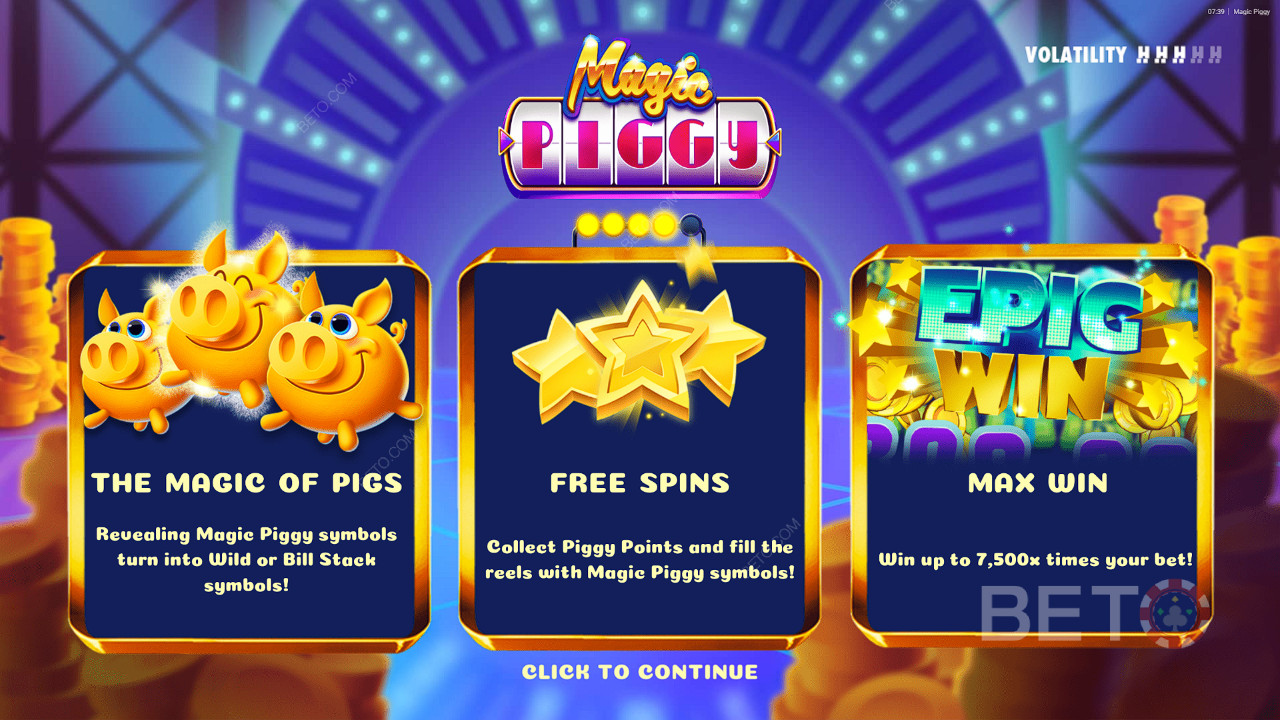 Bonusfunktioner förklaras i Magic Piggy by Hacksaw Gaming