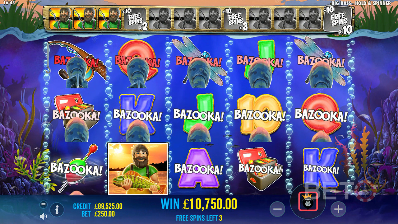 Bonusfunktioner förklaras i Big Bass Bonanza Hold och Spinner by Reel Kingdom