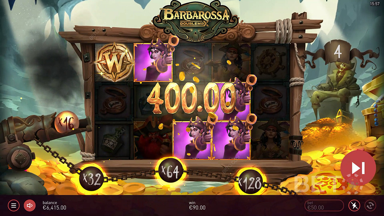 Vinn 20 000 gånger din insats i spelautomaten Barbarossa DoubleMax!