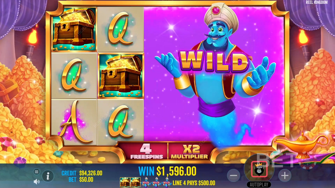 Expanded Wild ger stora vinster i gratissnurr i spelautomaten Lamp of Infinity