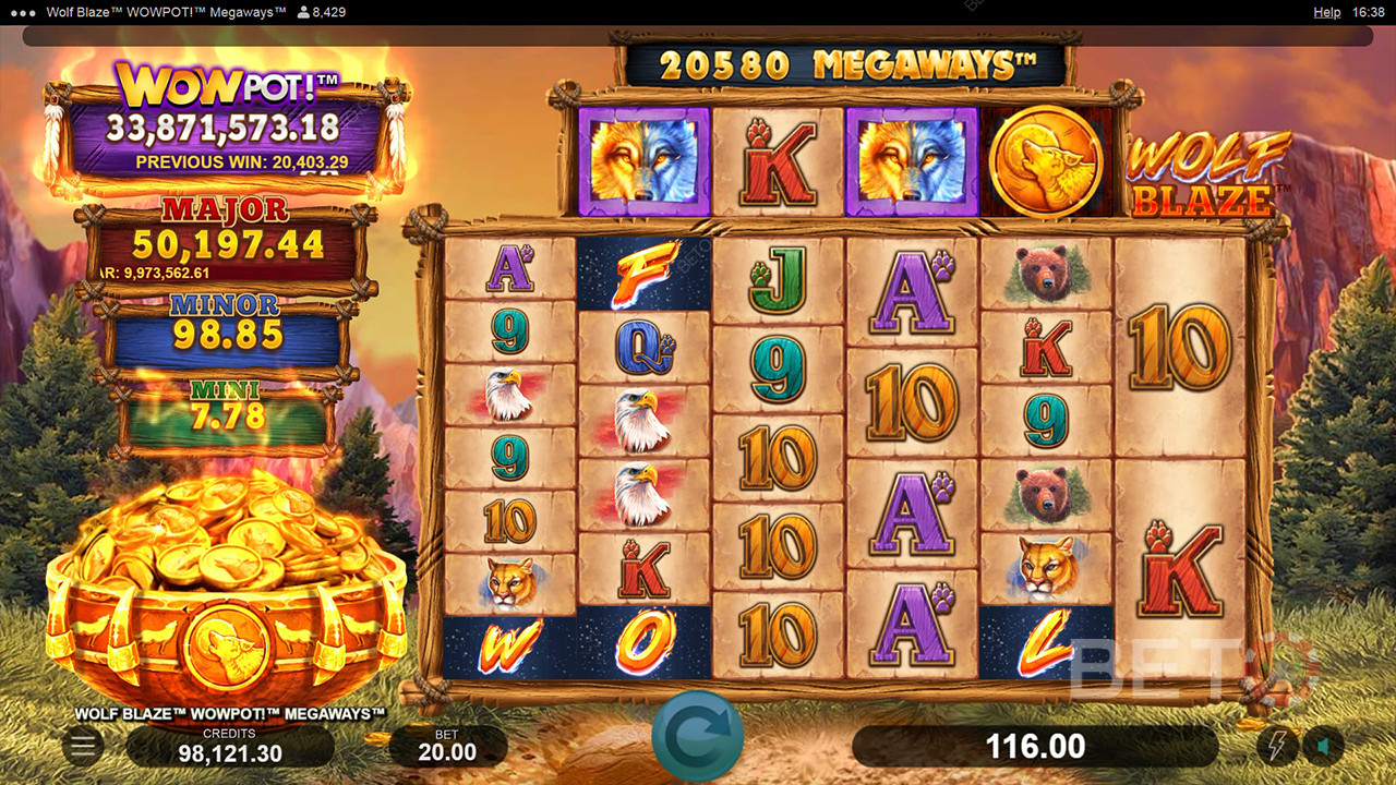 Wolf Blaze WOWPOT! Megaways recension av BETO Slots