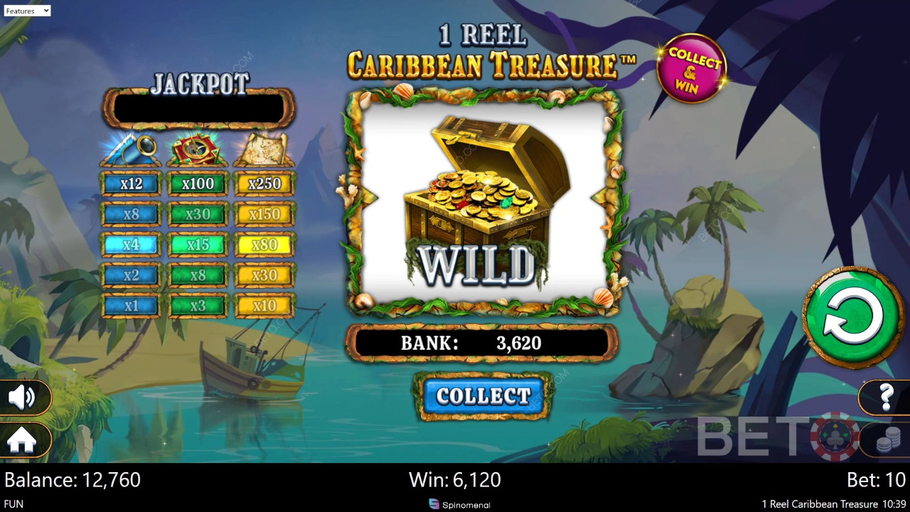 1 Reel Caribbean Treasure Review av BETO Slots
