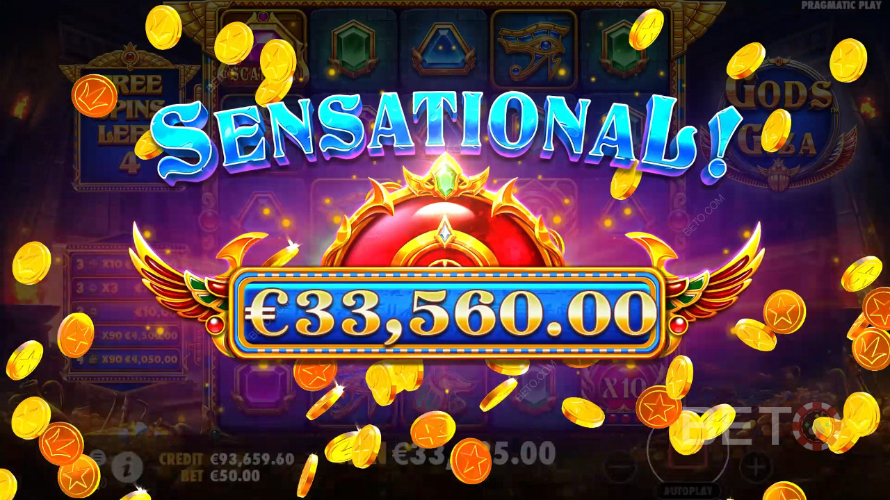 Vinn 5 000 gånger din insats i spelautomaten Gods of Giza!