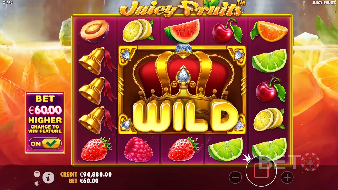 Wild-symbolen expanderar i spelautomaten Juicy Fruits