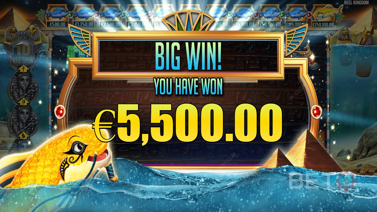Vinn 10 000 gånger din insats i Fish Eye-spelautomaten online!