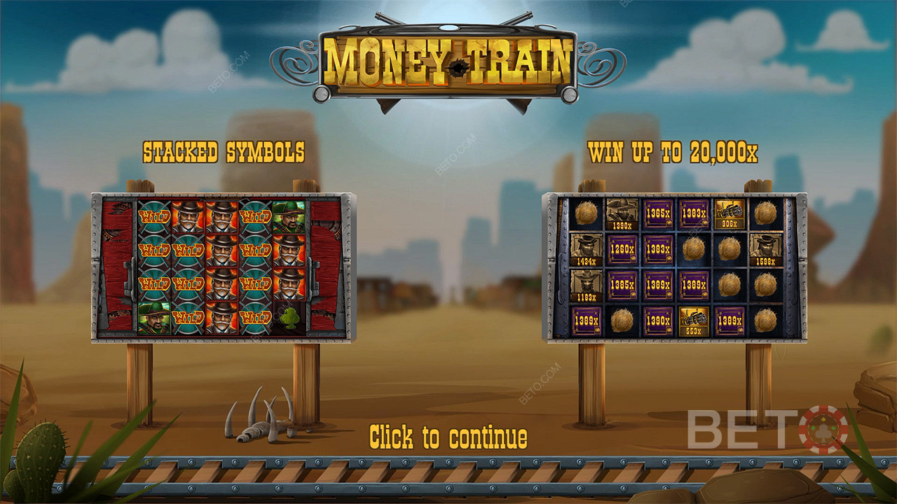 Ha kul och jaga en maxvinst på 20 000 gånger insatsen i Money Train online slot