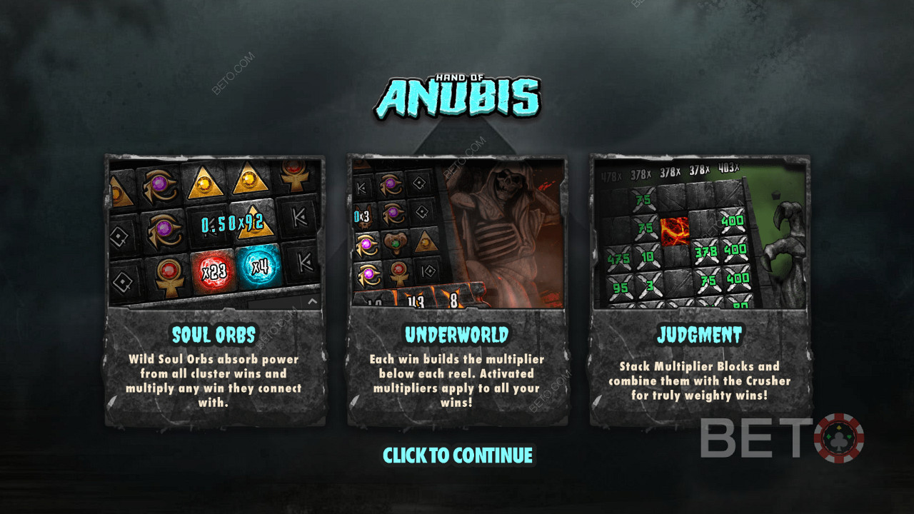 Njut av 3 enastående funktioner i Hand of Anubis online slot
