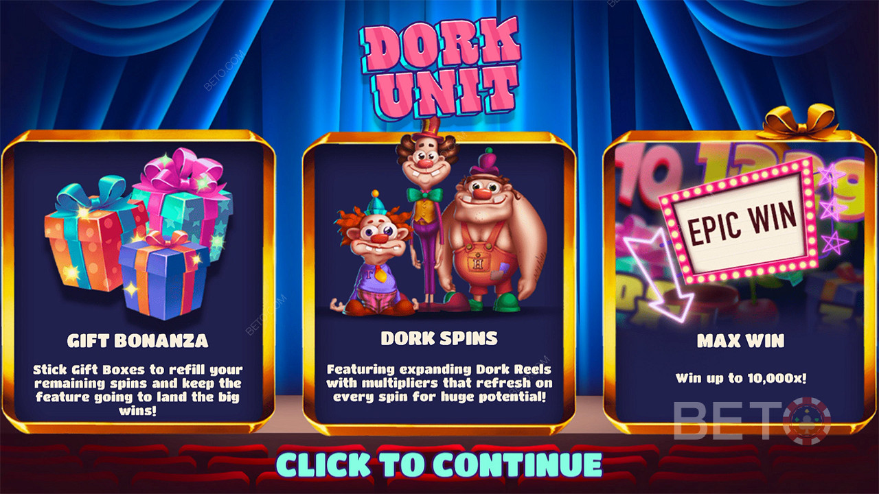 Njut av 2 fantastiska bonusspel och en hög maxvinst i spelautomaten Dork Unit