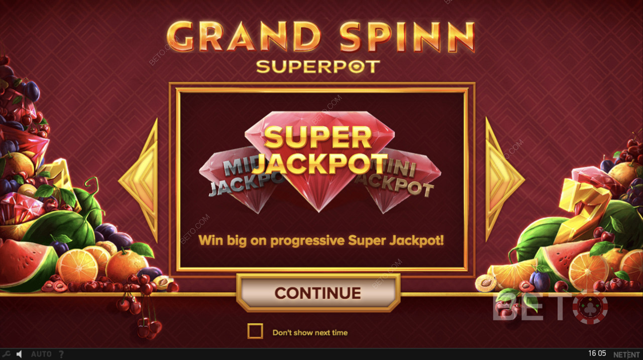Den progressiva superjackpotten utlöses i Grand Spinn Superpot.