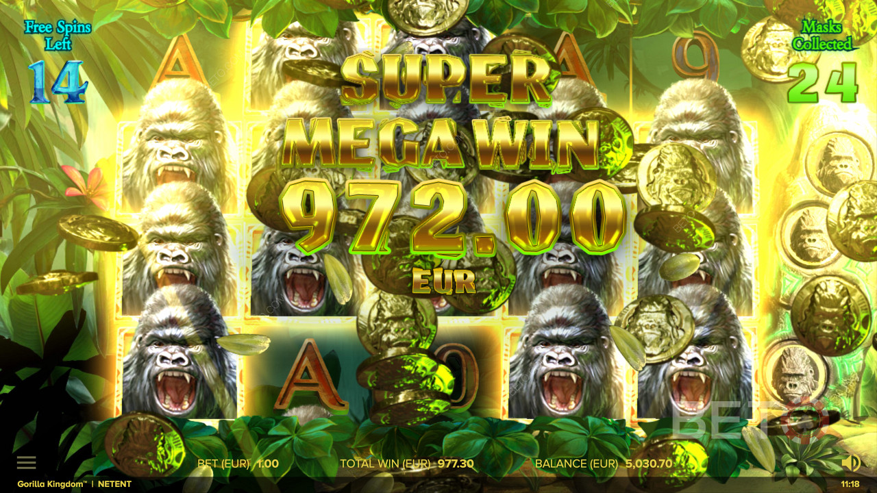 Landa en Super Mega Win i Gorilla Kingdom online slot