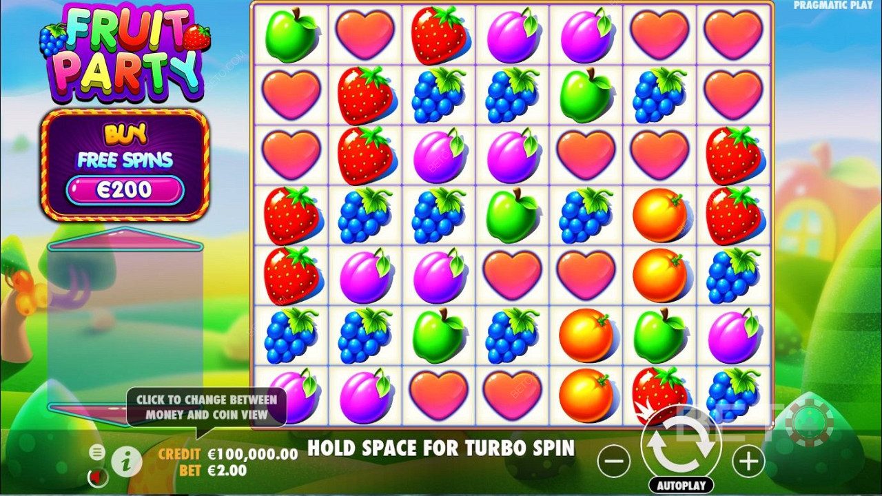 Ren speldesign för Fruit Party slot