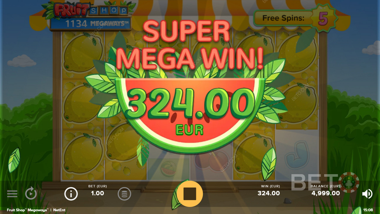 Få den eftertraktade Super Mega Win i Fruit Shop Megaways
