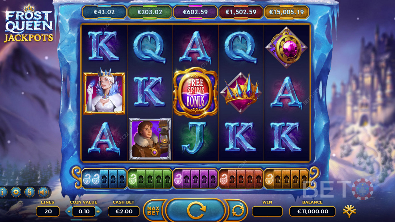Frost Queen Jackpots slot med massor av bonusfunktioner och 5 jackpottar!