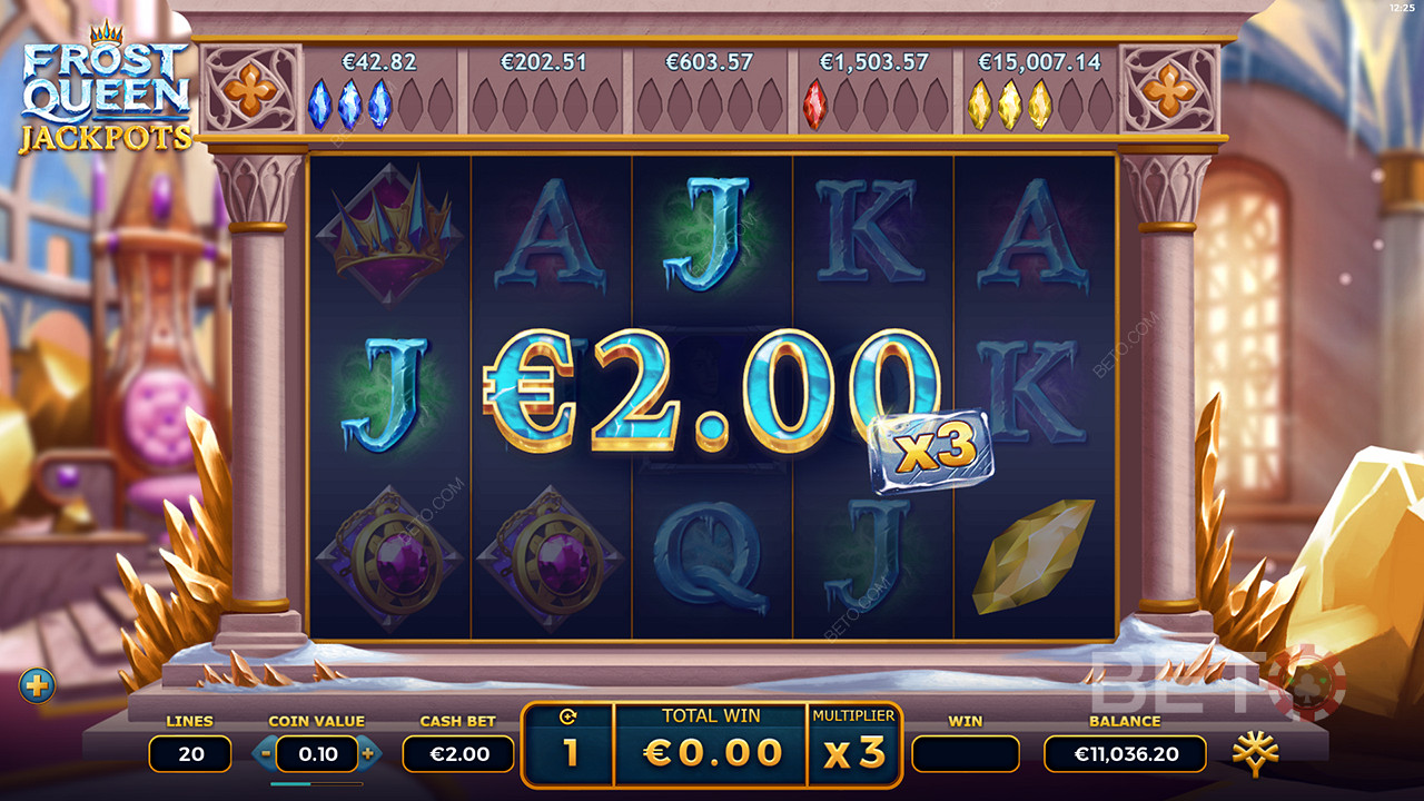 Jackpot Free Spins specialfunktion i Frost Queen Jackpots