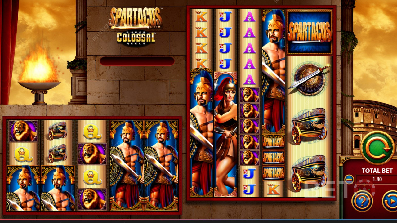 WMS (Williams Interactive) - Spartacus Super Colossal Reels - Följ med i slavupproret mot sin romerska härskare.