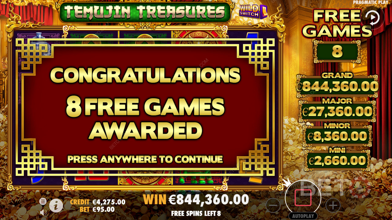 Bonusfunktioner som Lucky Wheel kan ge dig free spins i Temujin Treasures.