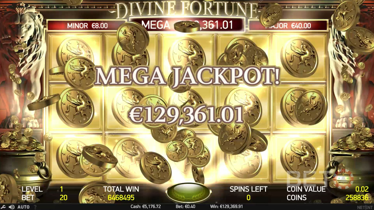 Att vinna Mega Jackpot är huvudattraktionen i Divine Fortune.