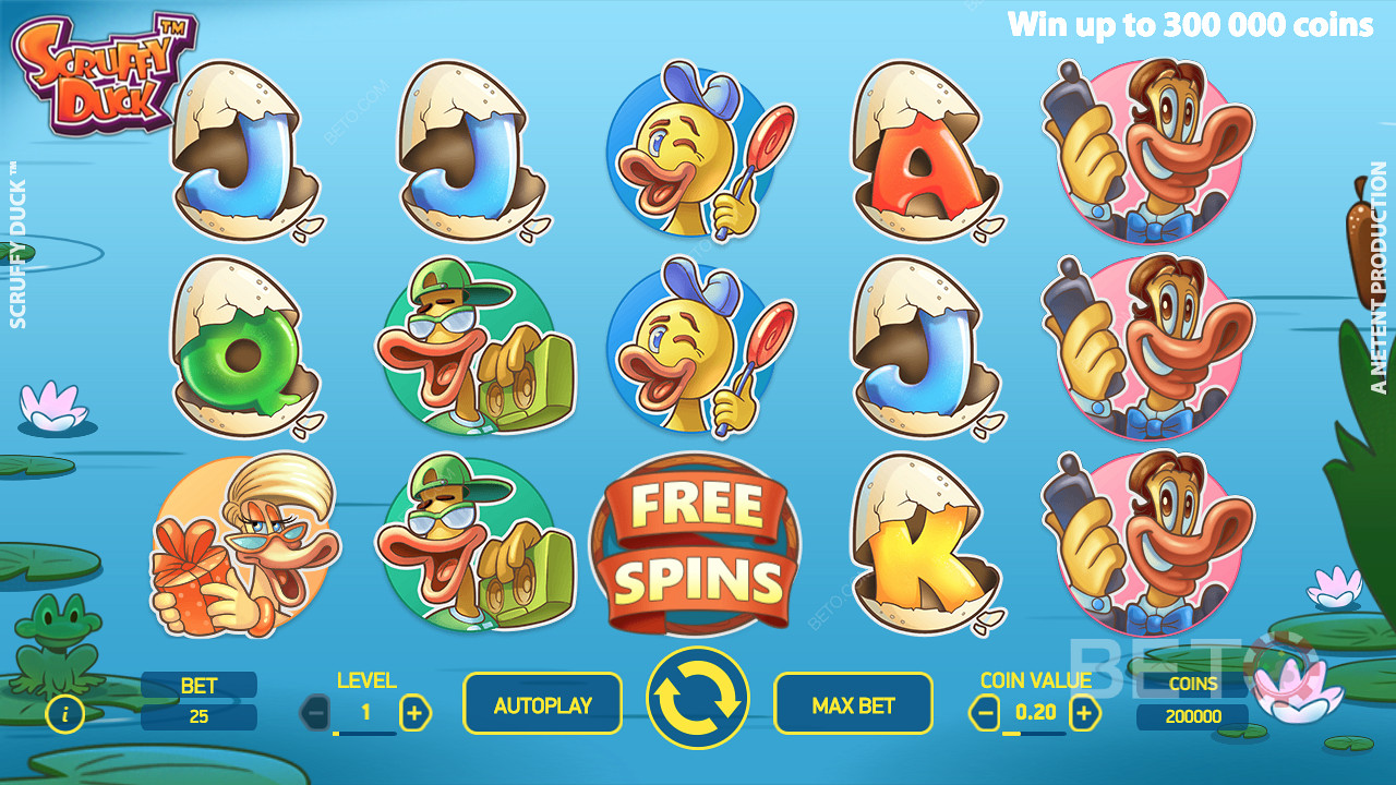 Scruffy Duck erbjuder dig 5 olika free spin-funktioner.