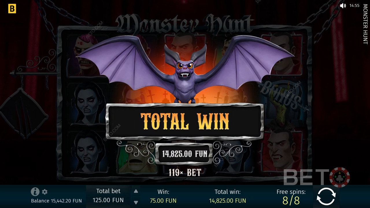 Vinn 1 299 gånger insatsen i videosloten Monster Hunt!