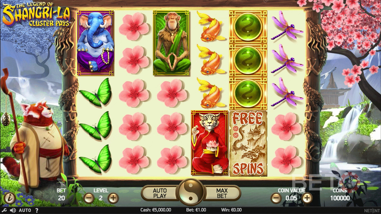 Vackra symboler i The Legend of Shangri-La: Cluster Pays spelautomat