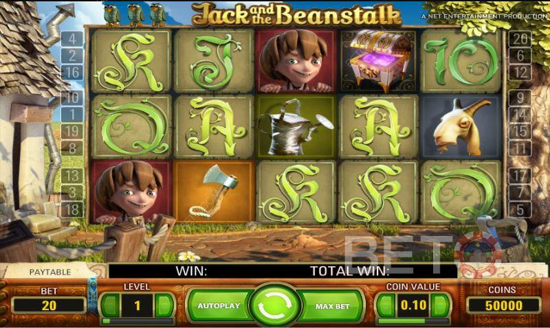 Låg- och högbetalande symboler i Jack and the Beanstalk