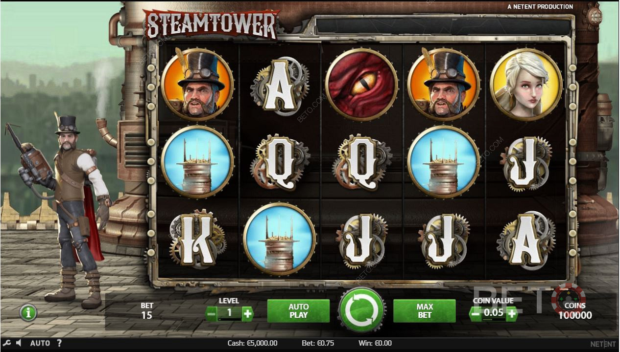 Steam TowerSlots utbetalningsprocent är 97,04%.
