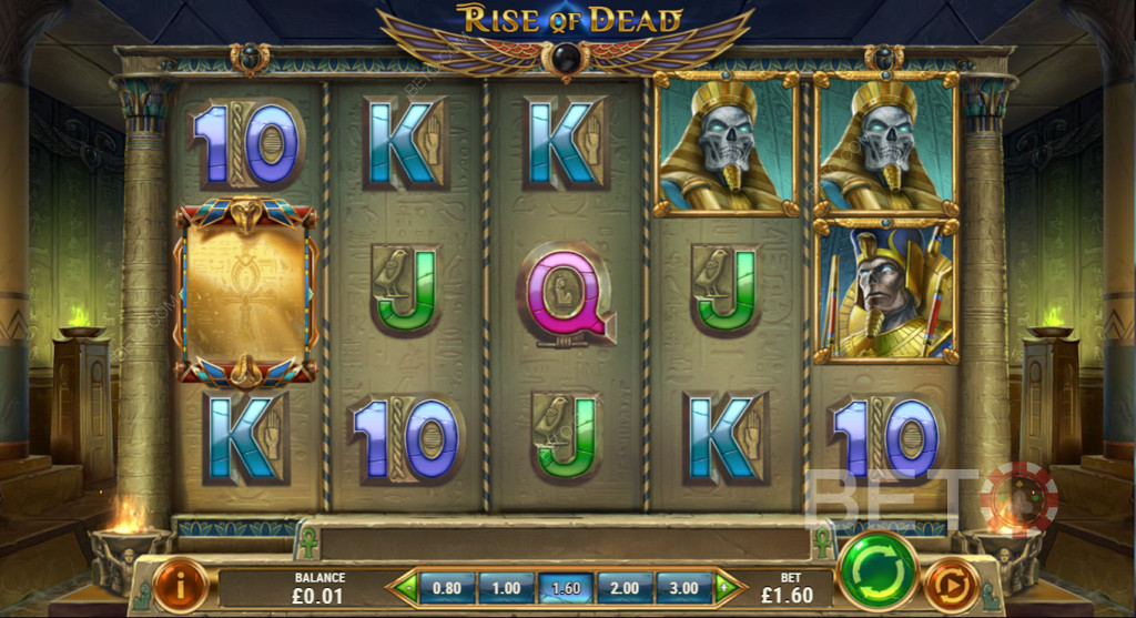 Rise of Dead - En icke-progressiv onlineslot med scatter- och wildsymboler, bonusspel och free spins.