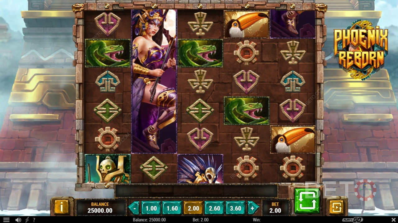 Den unika spelplanen i Phoenix Reborn ger 40 olika vinstlinjer.