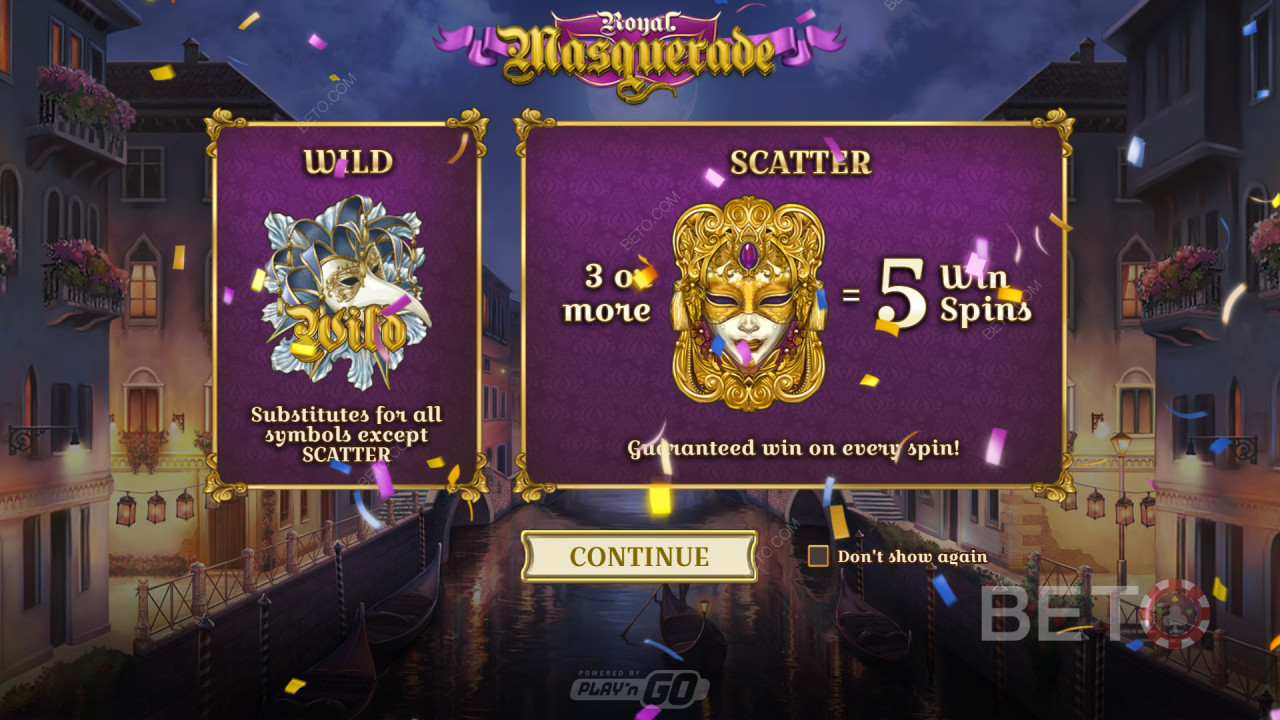 Bonusfunktionerna i Royal Masquerade förklaras av Play