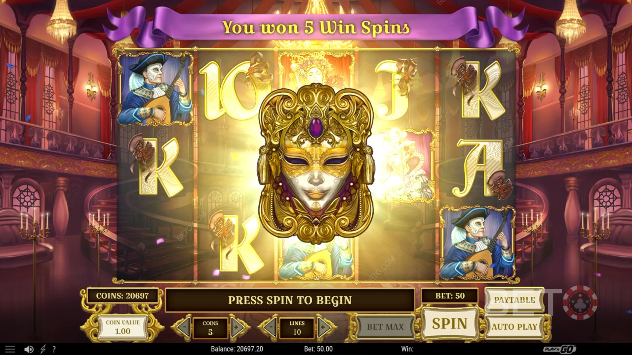 Vinn 10 000 gånger din insats i videosloten Royal Masquerade!