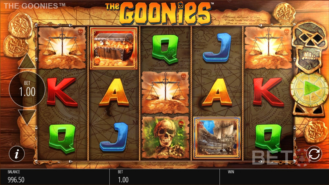 The Goonies från Blueprint Gaming - upplev mer än 7 slumpmässiga bonusfunktioner i slotspelet.