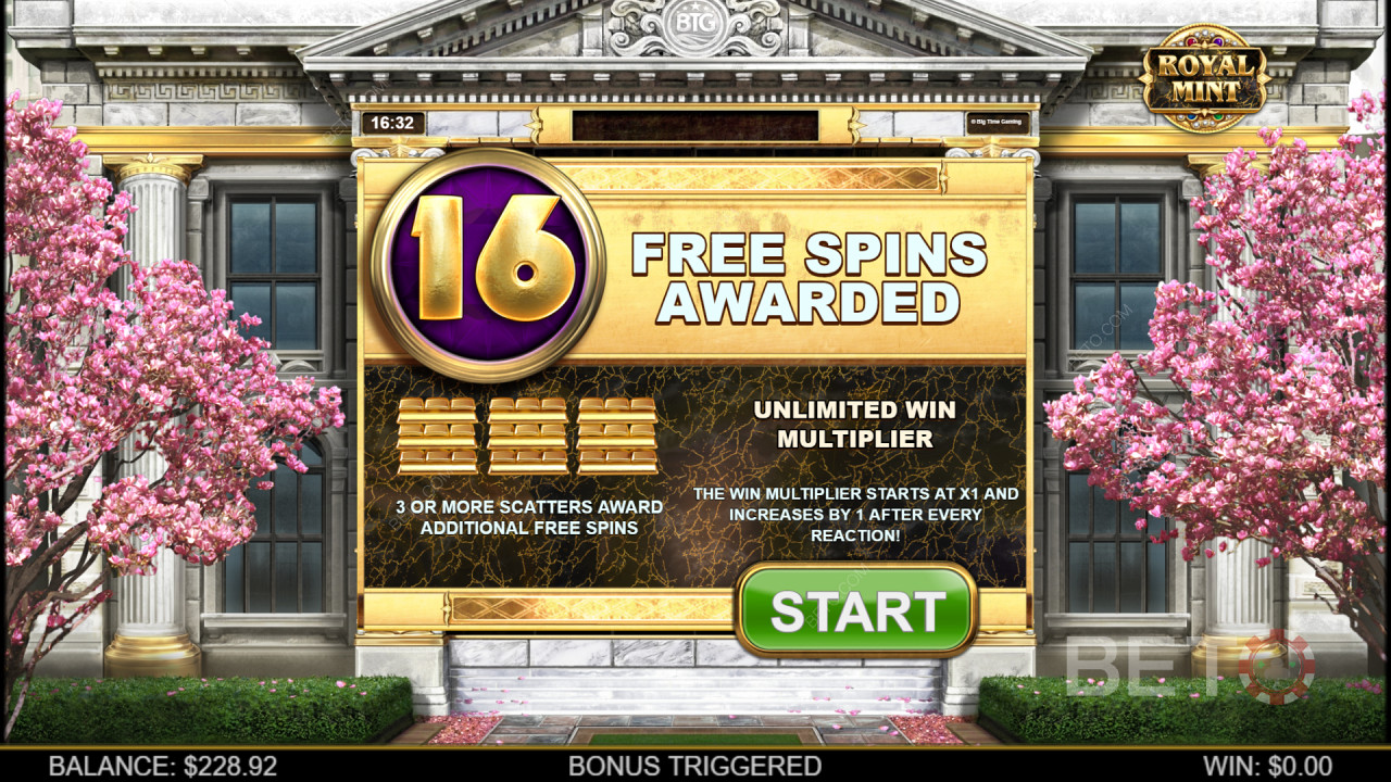 Free Spins tilldelas i Royal Mint Megaways