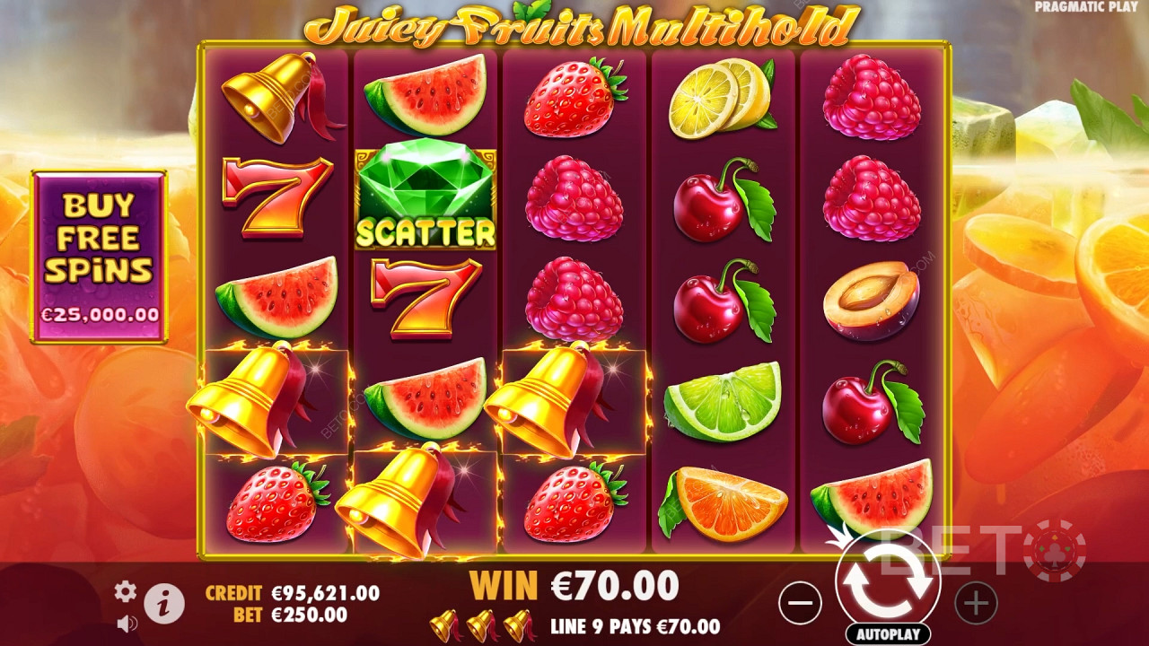 Vinn 8 000 gånger din insats i Juicy Fruits Multihold Online Slot!