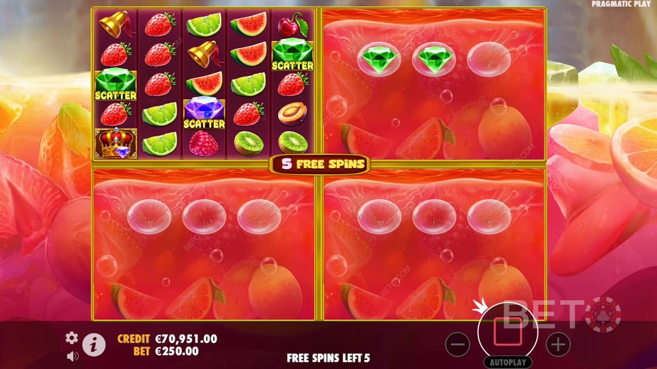 Bonusfunktioner förklarade i Juicy Fruits Multihold av Pragmatic Play