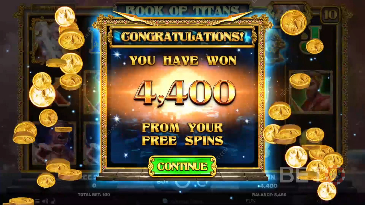 Vinn 1000 kr på din insats i Book of Titans spelautomat online!