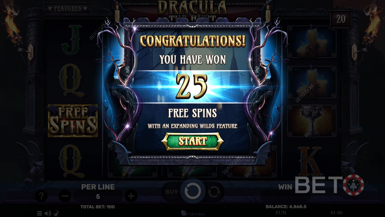 Vinn 3 000 gånger insatsen i Dracula The Hunt Online Slot!