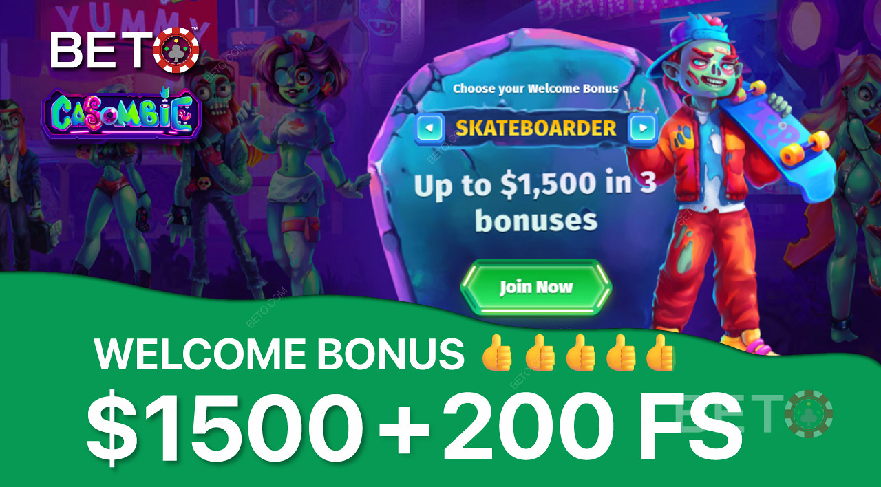 Njut av upp till en $ 1,500 bonus för tre insättningar eller 200 Free Spins med en 100% insättningsbonus