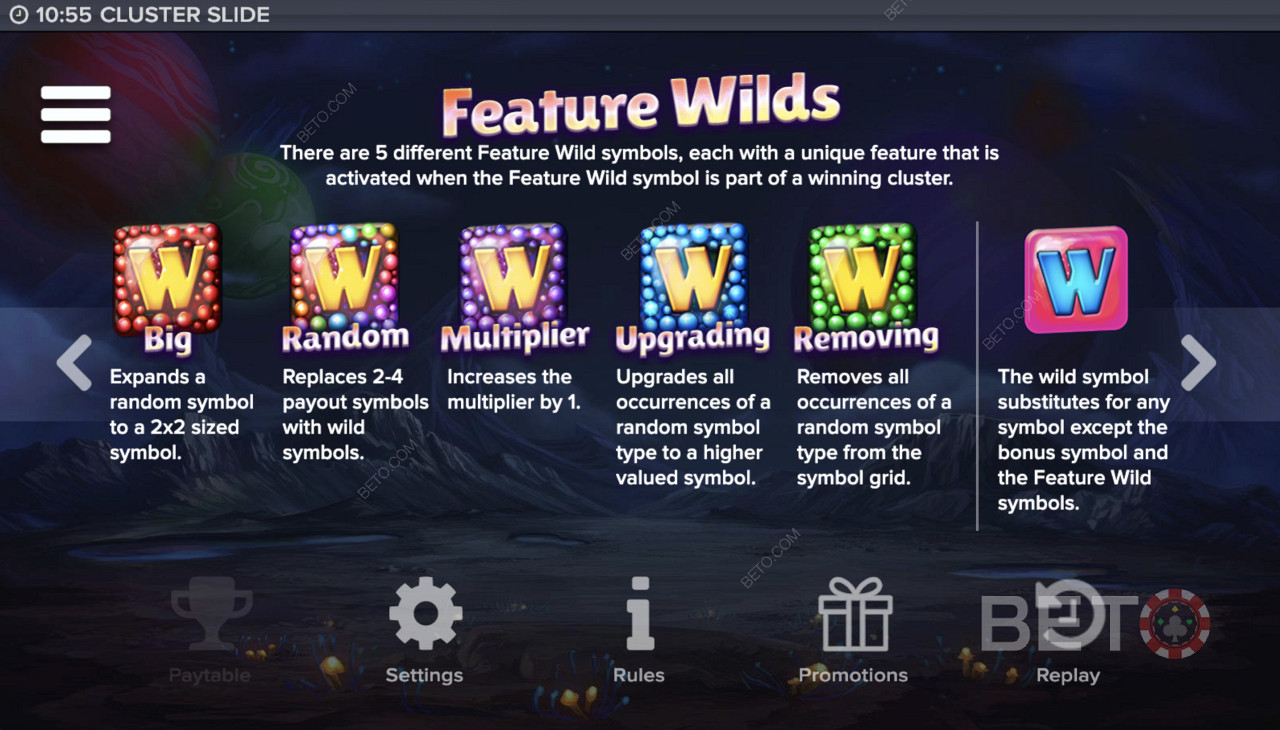 Feature Wilds i Cluster Slide Video Slot