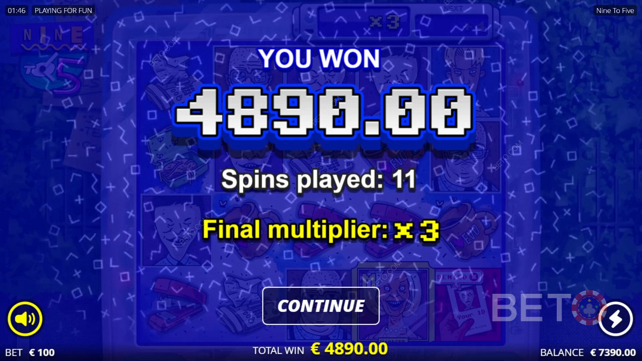 Vinn 9,217 Din insats i Nine To Five Video Slot!