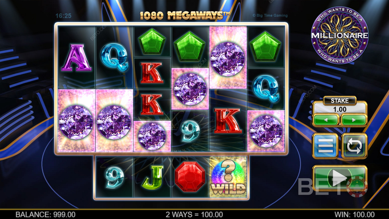 Free spins är den enda bonusen i Who Wants to Be a Millionaire Megaways.