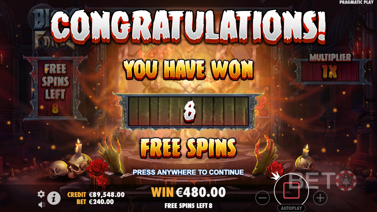 Vinn 5 000 gånger din insats i spelautomaten Blade & Fangs!