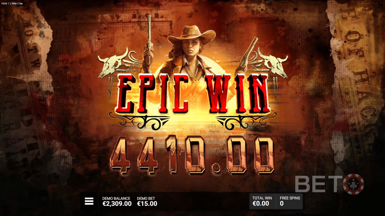 Vinn 15 000 gånger din insats i spelautomaten 2 Wild 2 Die!