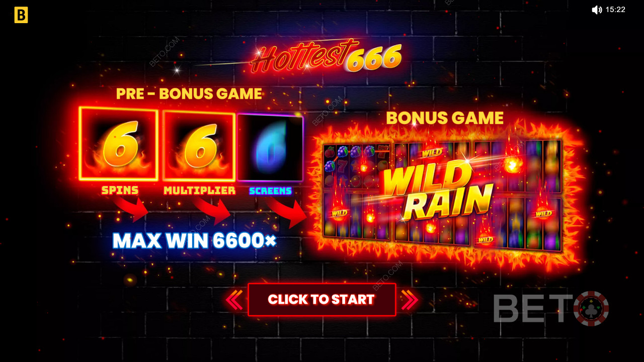 Bonusfunktioner förklaras i Hottest 666 av BGAMING