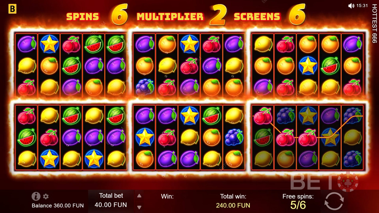 Tema och design: Fiery Fruit Frenzy