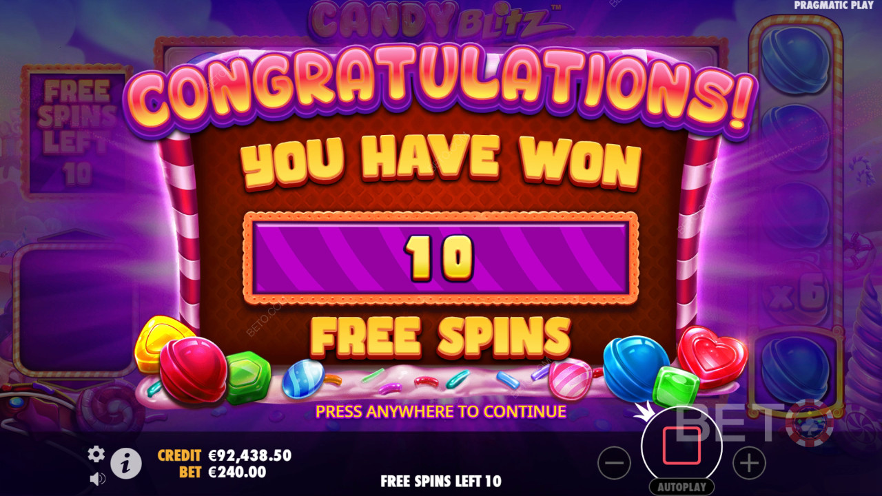 Vinn 10 000 gånger din insats i Candy Blitz Slot!