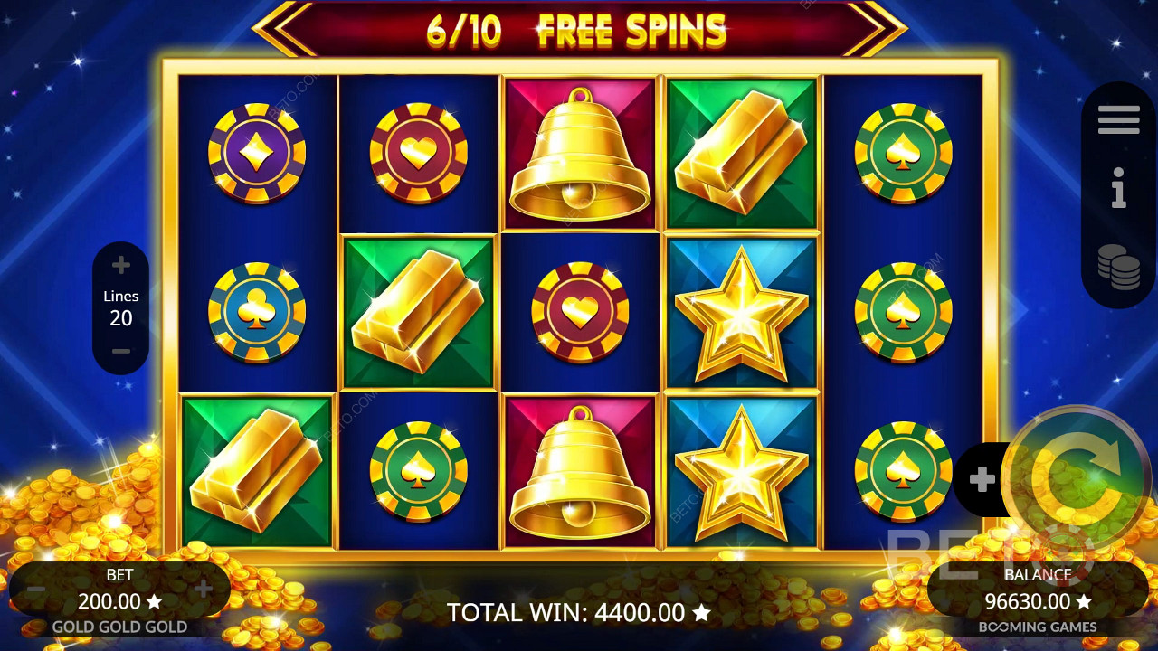 Bonusfunktioner förklarade i Gold Gold Gold av Booming Games