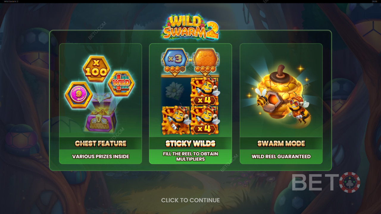 Bonusfunktioner förklaras i Wild Swarm 2 av Push Gaming