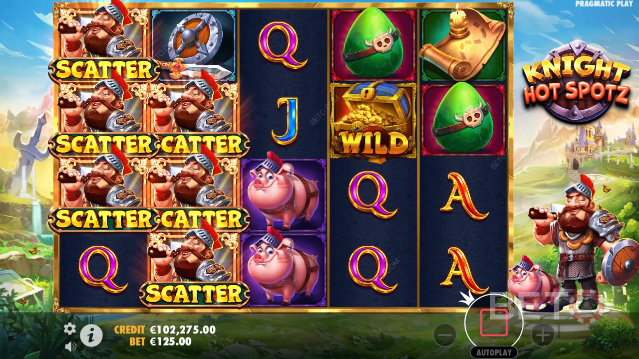 Bonusfunktioner förklaras i Knight Hot Spotz av Pragmatic Play