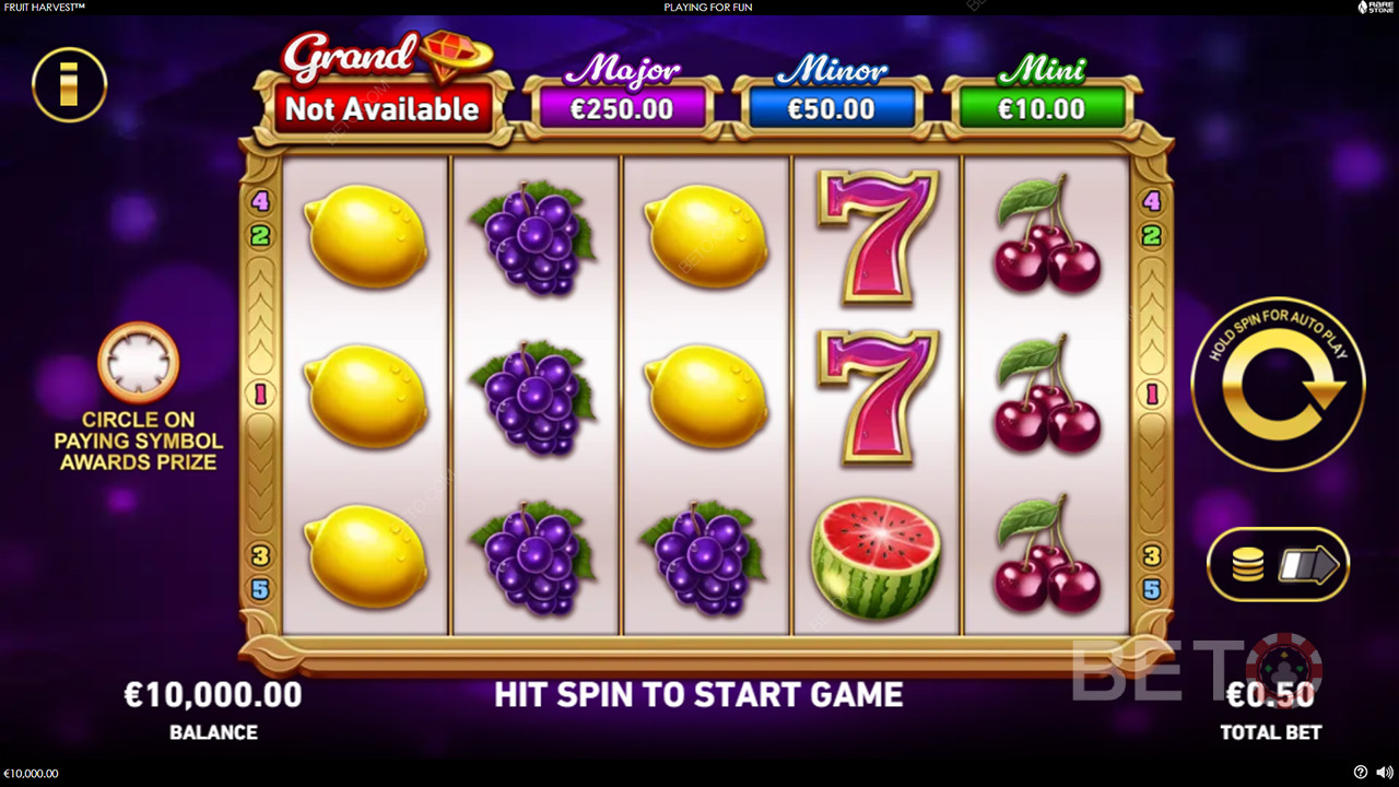 Vinn 1 250 gånger din insats i Fruit Harvest Video Slot!