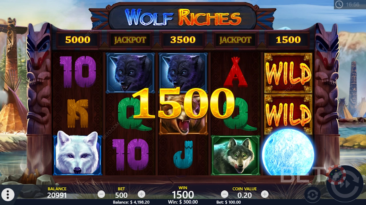 Njut av jämna vinster i Wolf Riches spelautomat